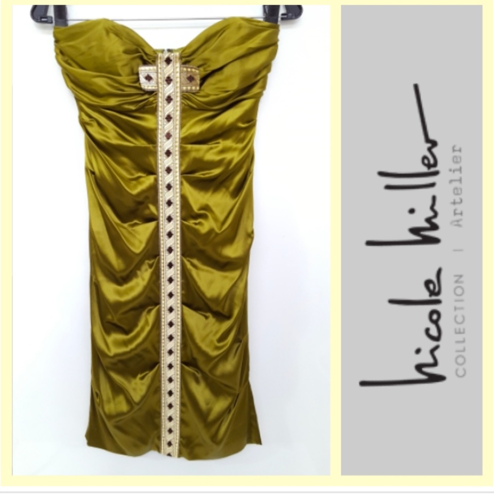 NWT❣️Nicole Miller Strapless Silk ❇️Cocktail Dress